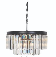 Telbix Lighting Serene 9LT Black and Crystal Pendant