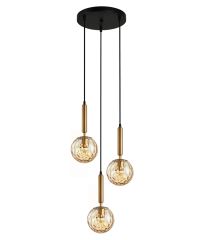 CLA Trattino1 3 Light Cord Drop Pendant light - Amber Glasses