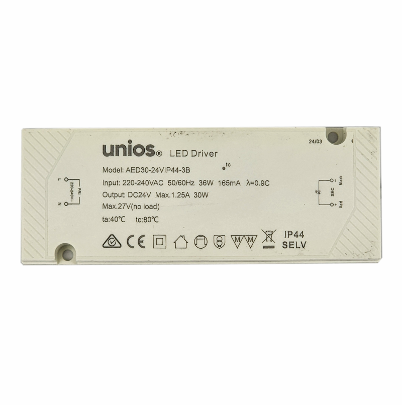 Unios 24VDC 30watt Constant Voltage IP44 Driver