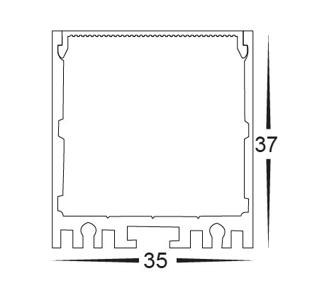 35mm x 37mm Silver Aluminium Extrusion - Havit  - Size