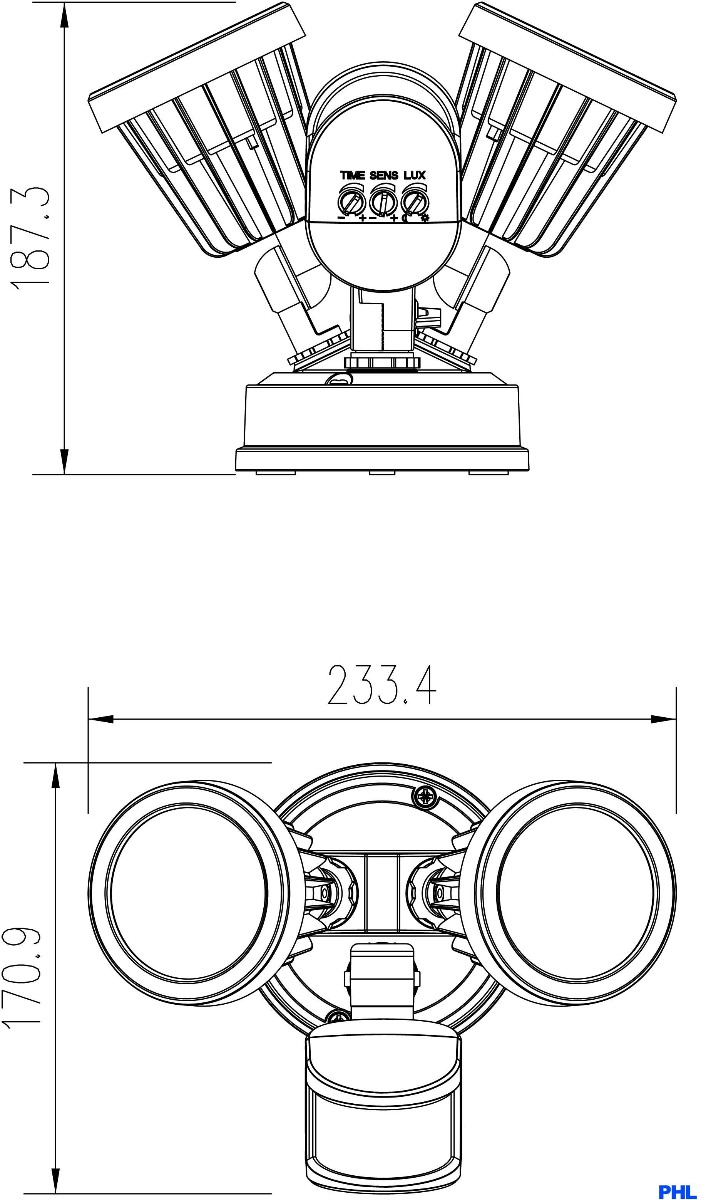 PHL4262 Twin Sensor 30w LED Floodlight - sizes