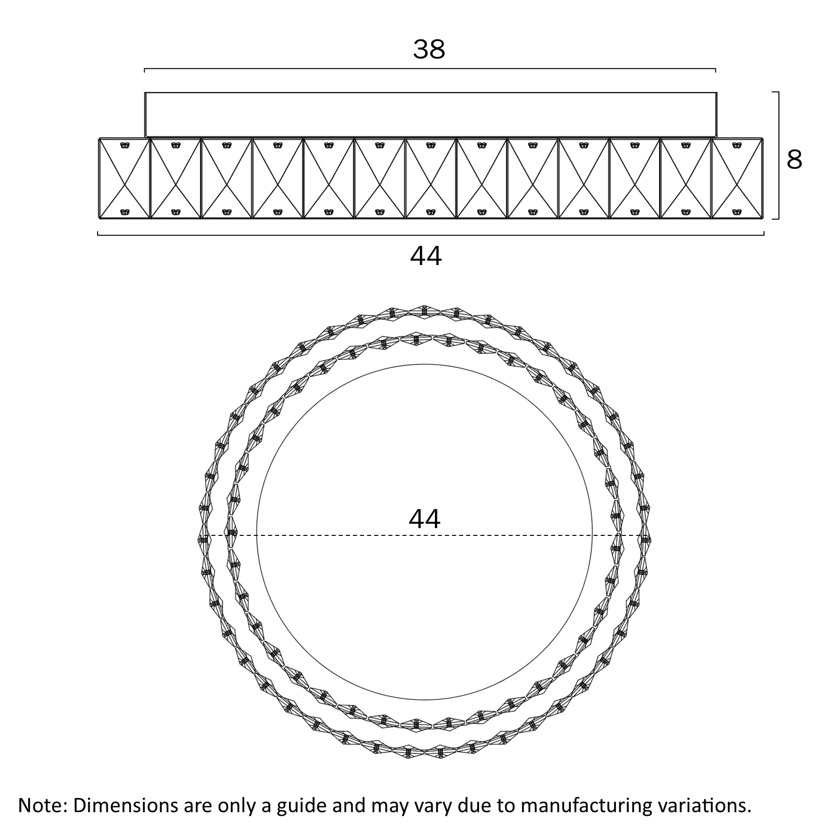 Telbix Lighting Zayla Crystal Look LED Oyster 440mm Dimensions