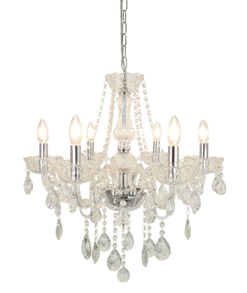 Allegra 6 Light Crystal Pendant Clear