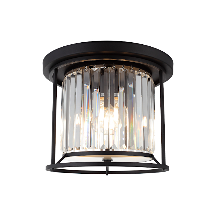 Cougar Lighting - Amelia 3 Light Close To Ceiling - Black / Crystal