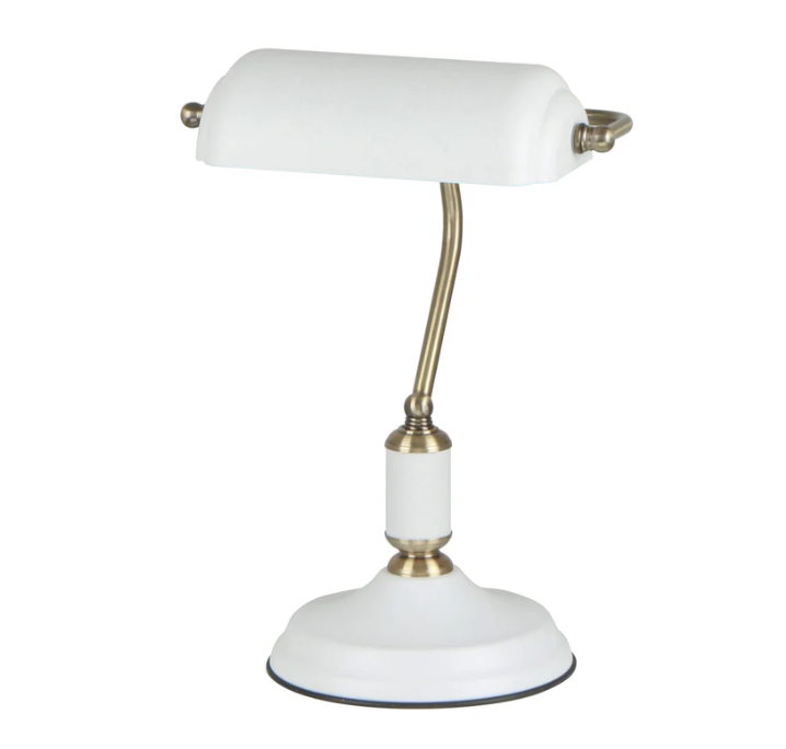 CLA Banca Table Lamps - White with Antique Brass