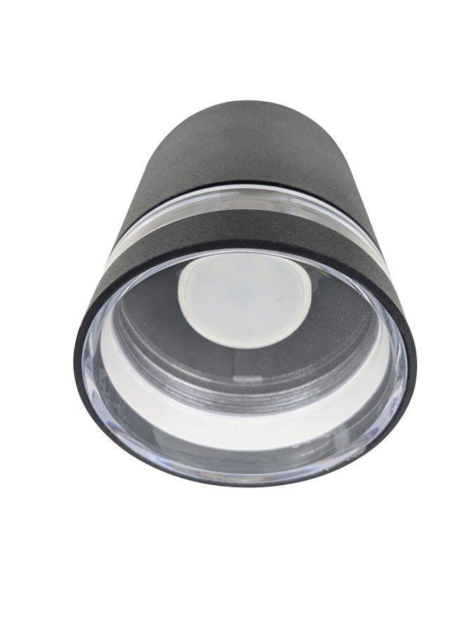 Bardo GU10 Surface Downlight - Black with globe fitted