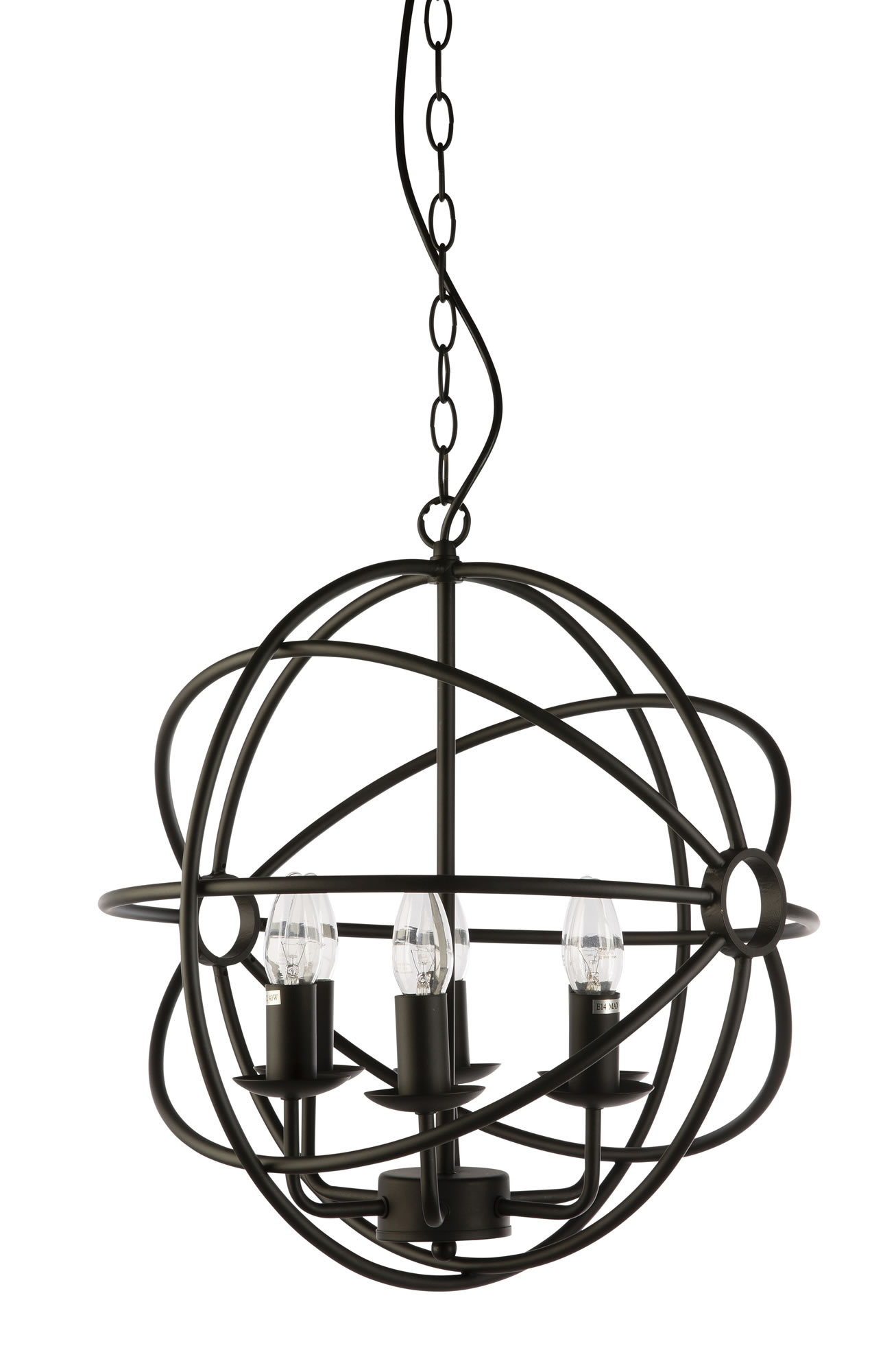 Fiorentino Lighting Cantina 450mm 6LT Black Iron Ball Pendant