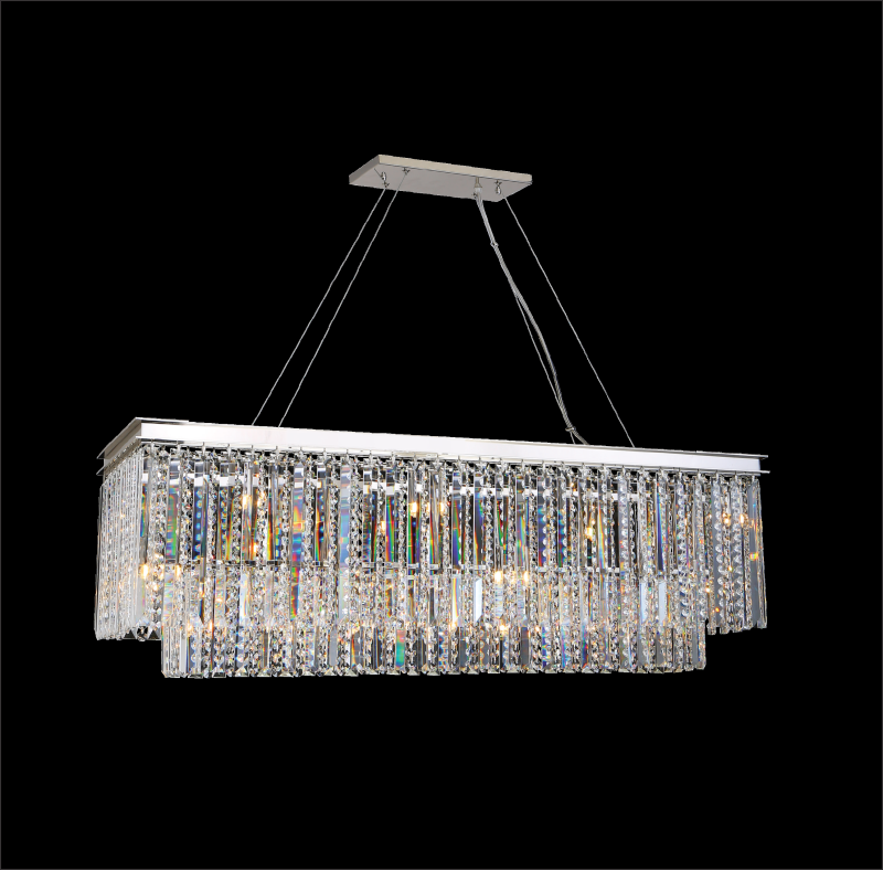 Ailia Imports - Carousel 105cm Rectangular Chrome Chrystal Pendant Light