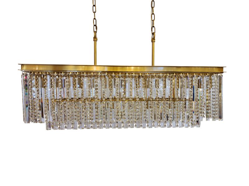 Ailia Imports Carousel Rectangular Crystal Pendant - Aged Gold