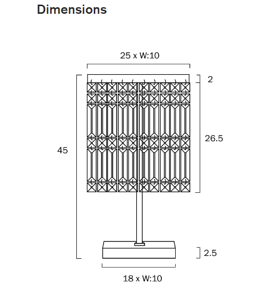 Telbix Cerone Crystal Table lamp - dimensions