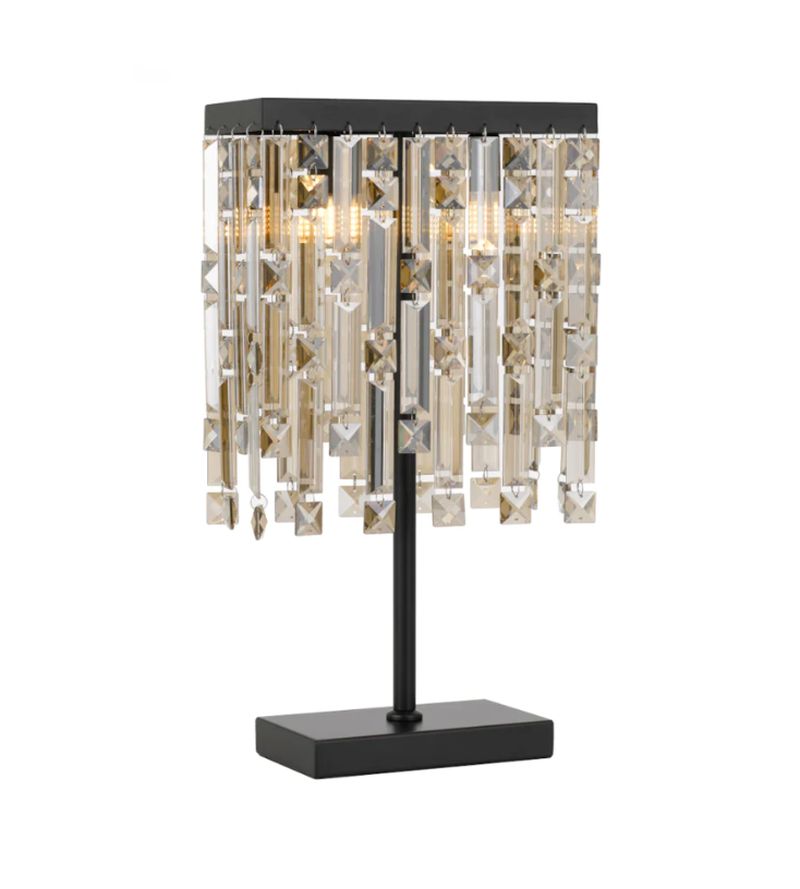 Telbix Cerone Crystal Table lamp - Matt Black with Champagne crystals