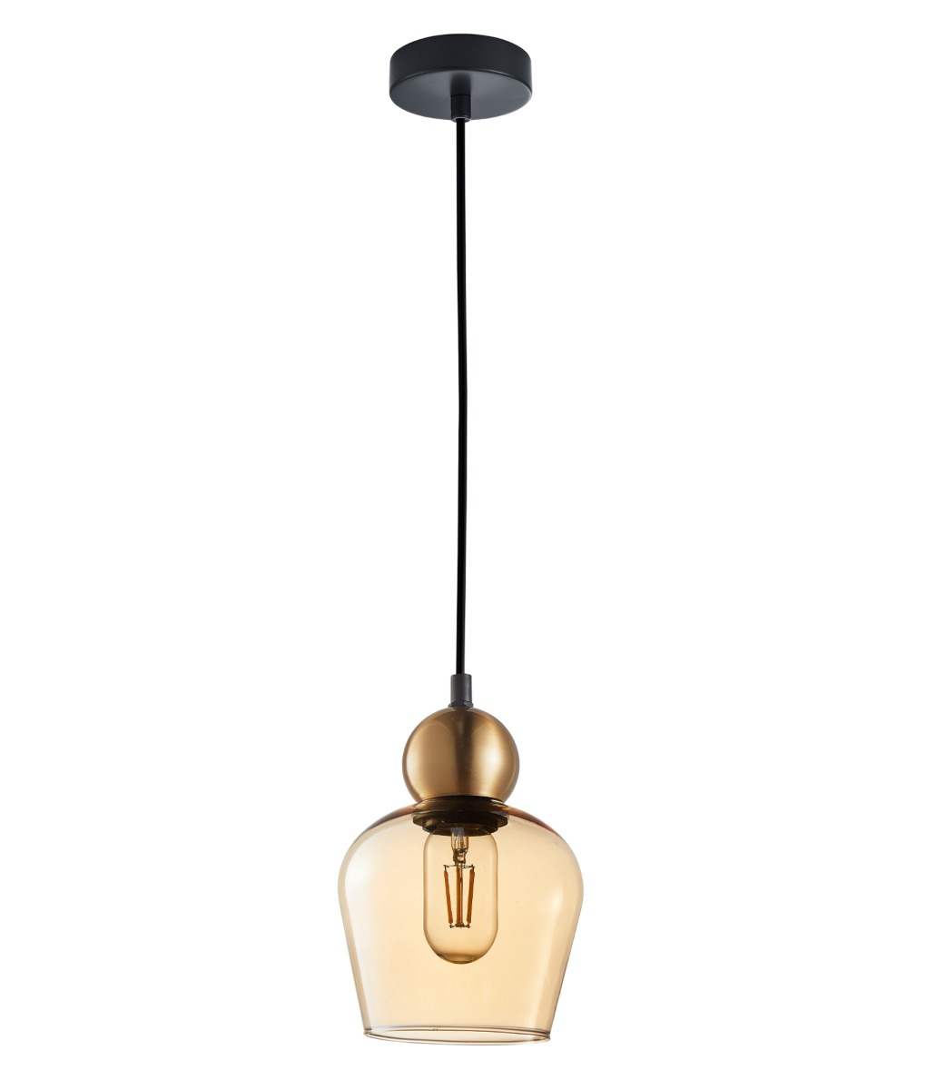 CLA Lighting Champan 1lt Pendant Amber Glass 