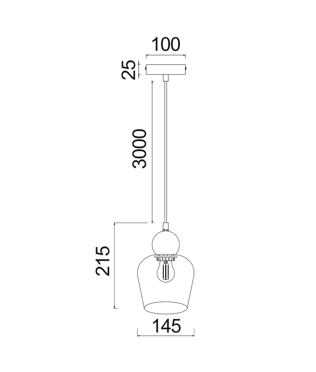 CLA Lighting Champan 1lt Pendant Smoke Glass - size 