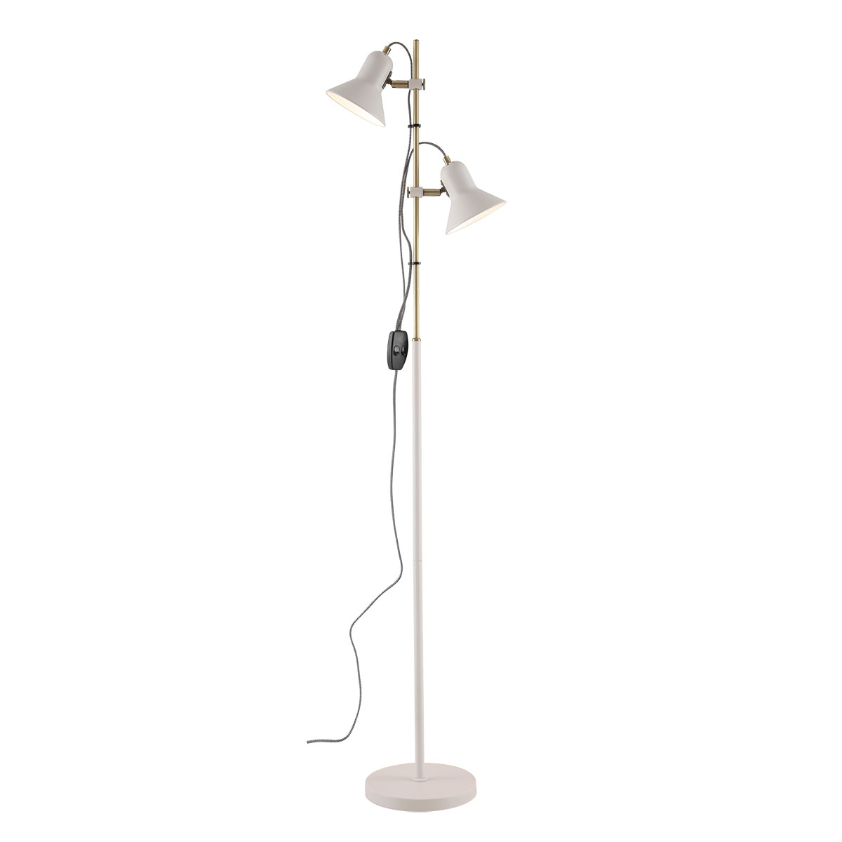 Telbix Corelli 2 Light Floor Lamp - White / Antique Brass
