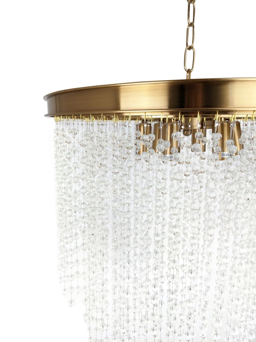 Ailia imports Coretta Aged Brass - glass pendant light - closeup