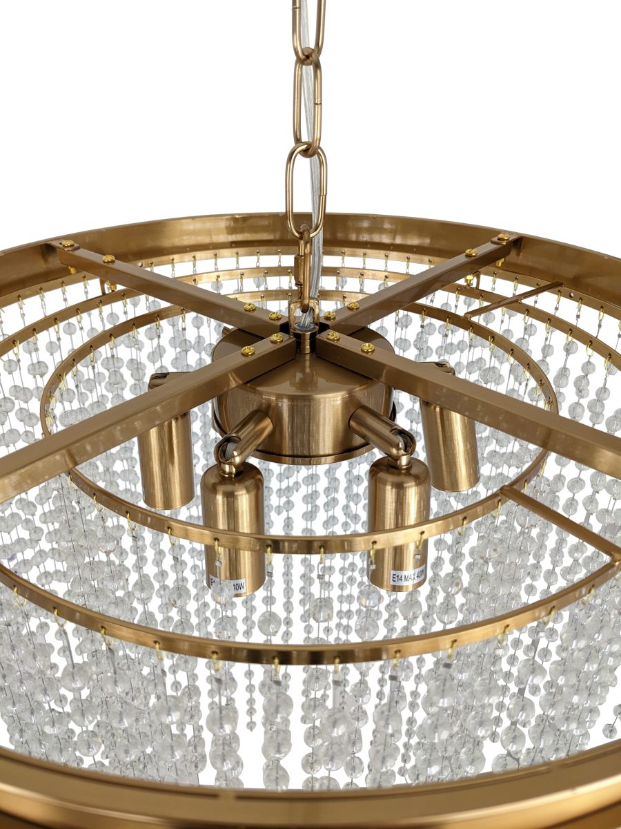 Ailia imports Coretta Aged Brass - glass pendant light - closeup top
