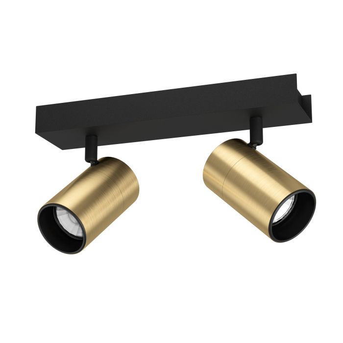 Eglo Lighting Cumaribo Black & Brass 2 Light Spotlight - 390083N