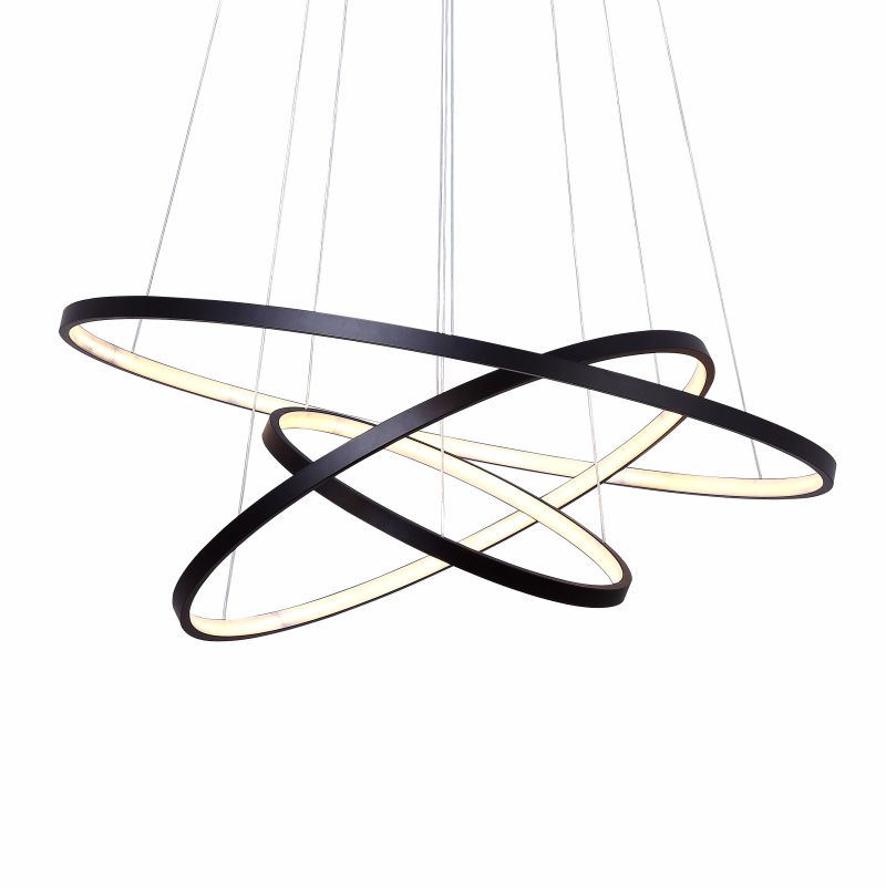 Ailia Imports Delphi 3 Ring LED Pendant - Matt Black - closeup