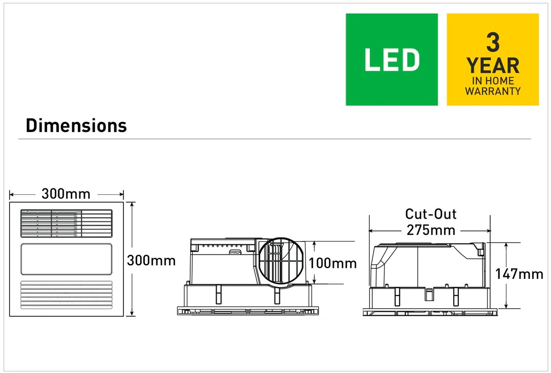 Mercator Lighting Mercury Lite 3in1 Dimensions