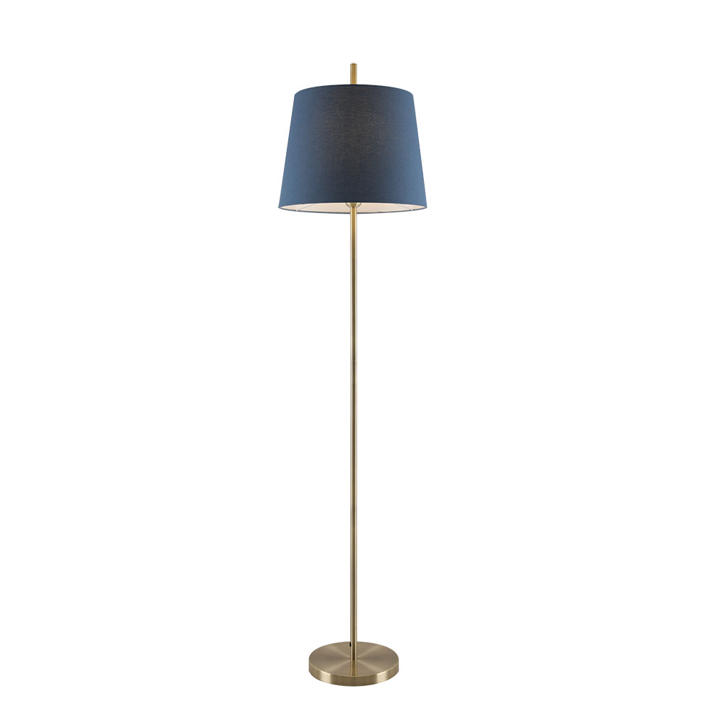 Telbix Dior Floor Lamp - Blue Shade - Antique Brass