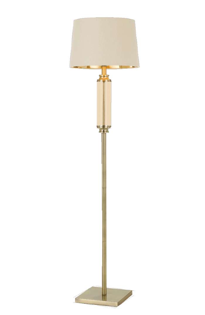 Telbix Dorcel Floor Lamp - Antique Brass / Amber Glass