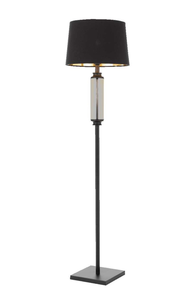 Telbix Dorcel Floor Lamp - Black with Smoke Glass