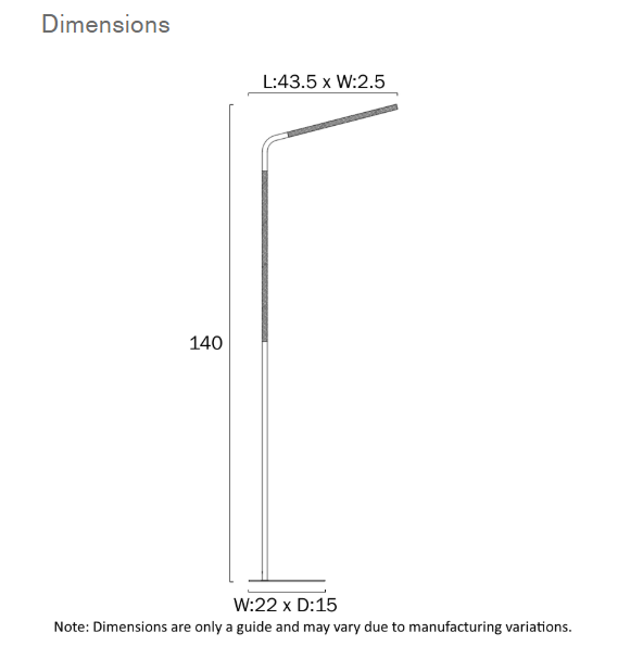 Telbix Lighting Dumas Floor Lamp Dimensions