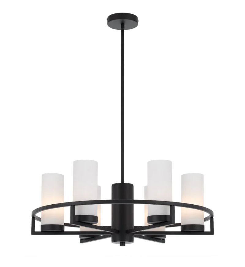 Telbix Eamon 6 Light Black / Opal Pendant Light 