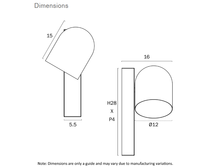 Telbix Lighting Echo Touch Wall Light Dimensions