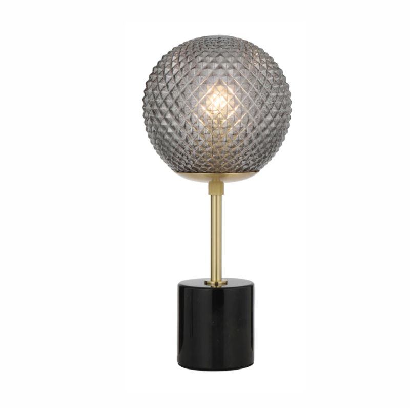 Telbix Elwick Table Lamp - Black Marble / Smoke Glass