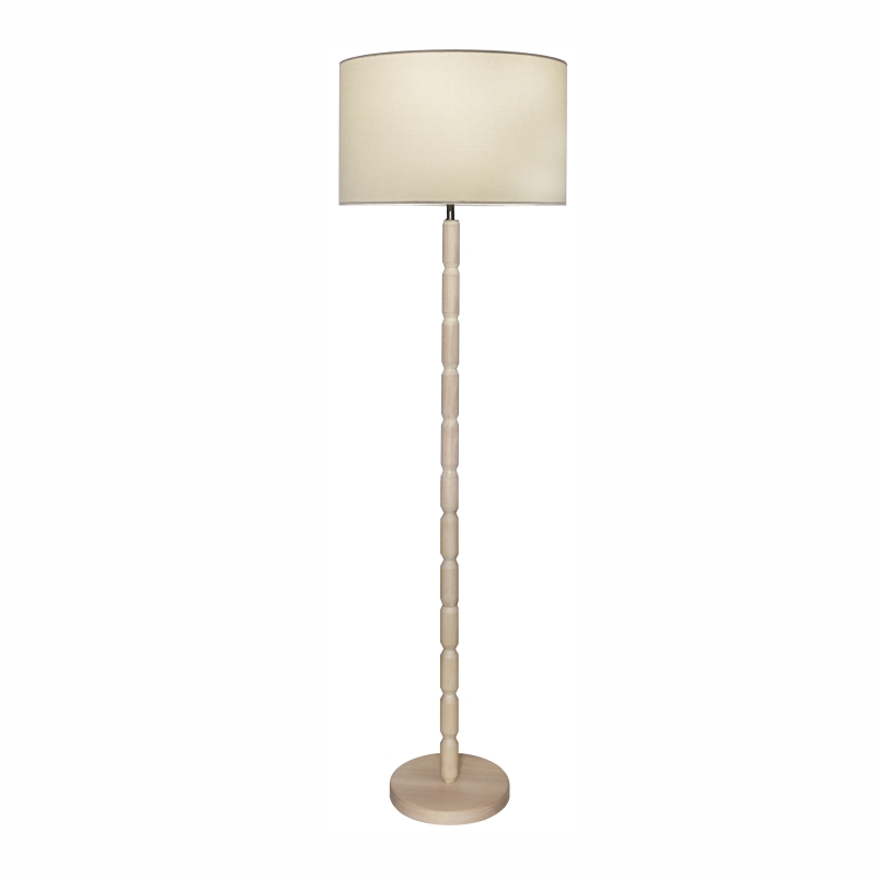 Cougar Lighting Emma Floor Lamp, White Linen Shade, Limed Oak Painted Timber