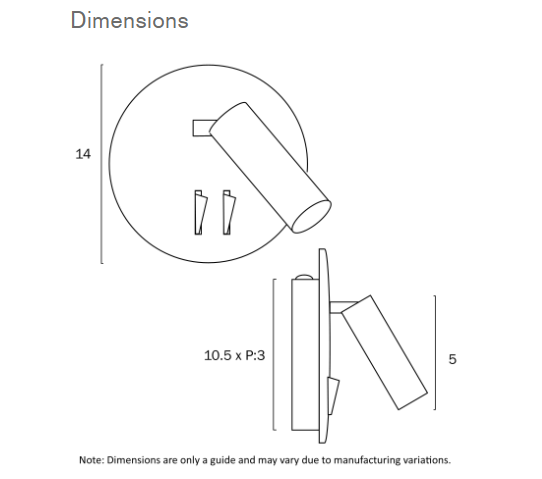 Telbix Esra Wall Light Dimensions
