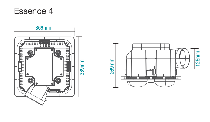 Martec Essence 2 Heat Bathroom Heater - Dimensions