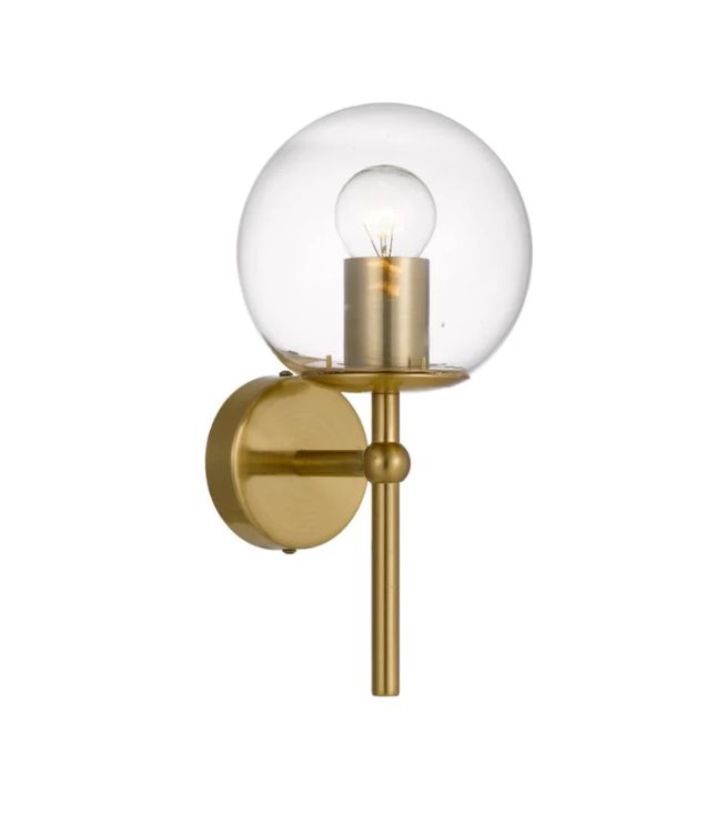 Telbix Eterna 1 Light Wall Light - Matt Brass with Clear Glass