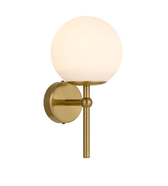 Telbix Eterna 1 Light Wall Light - Matt Brass with Opal Glass