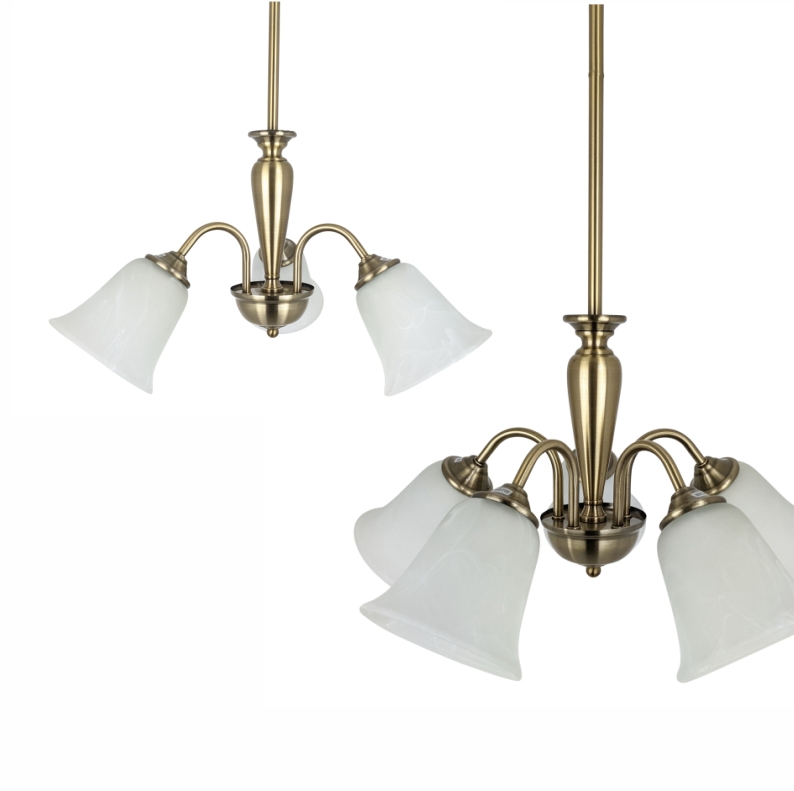 Ailia Imports - Evie 3 light and 5 light Antique Brass pendant lights