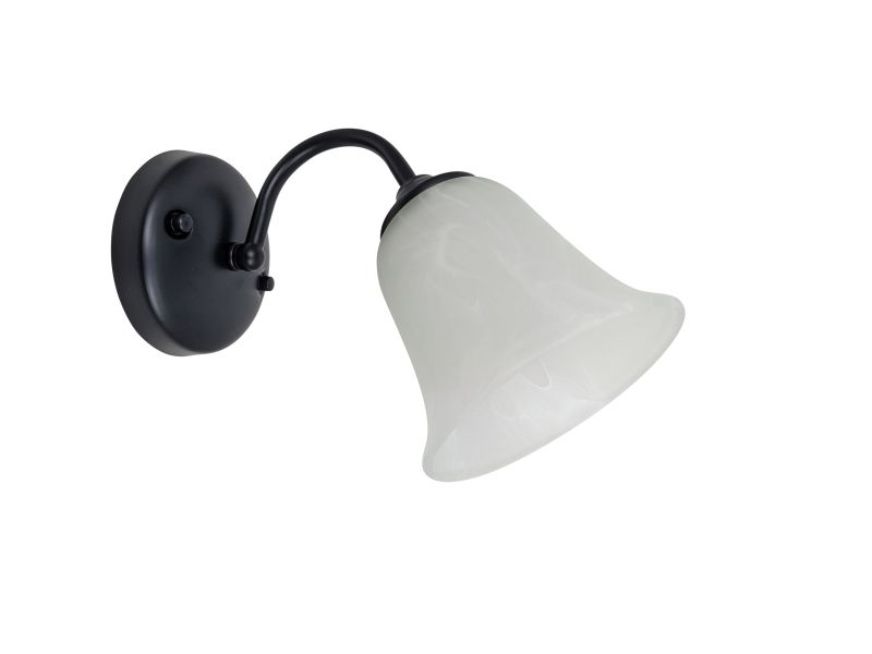 Ailia Imports Evie 1 Light Wall lights - Matt Black with Alabaster Glass