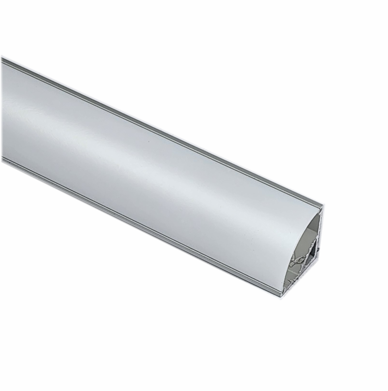 EXT-006 Corner Mounted Aluminium Extrusion - Silver with Opal diffuser 2