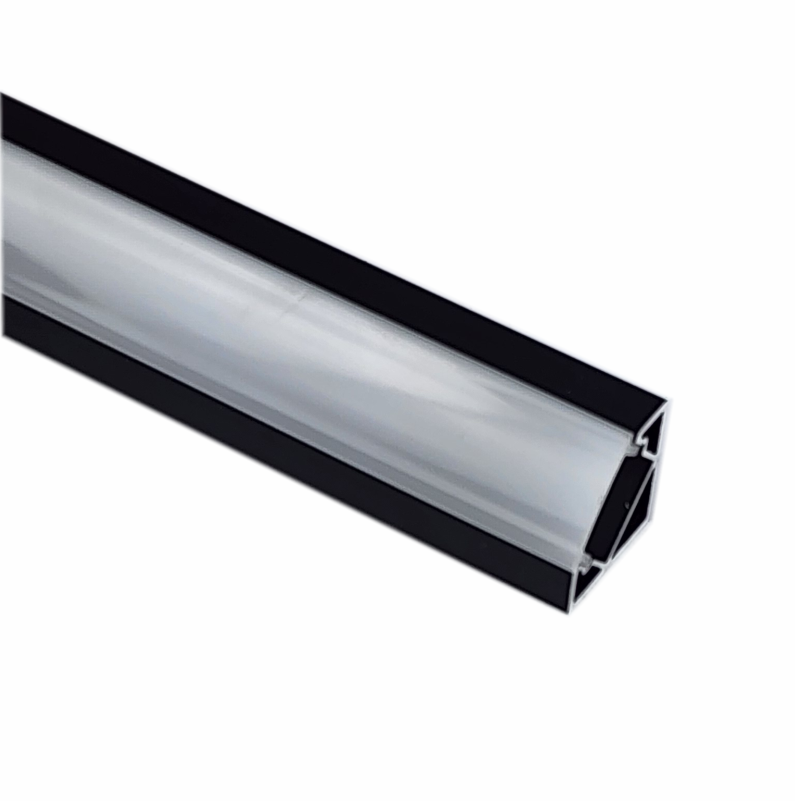EXT007 Corner Aluminium Extrusion - Black with Frosted Diffuser 2