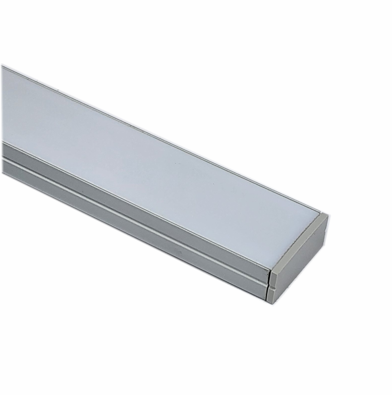 EXT-014 Wide recessed Aluminium Extrusion - Silver with Opal diffuser
