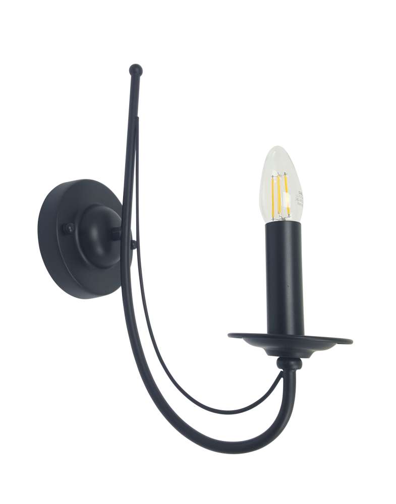 Ailia Imports Fairstead 1 Light Wall Light, Matt Black