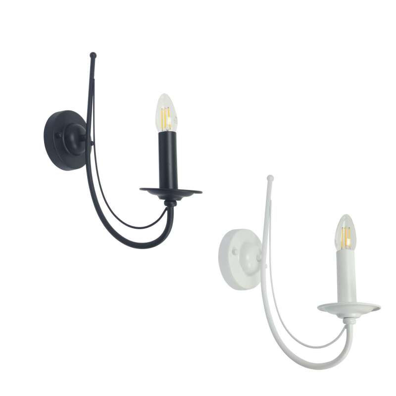 Ailia Imports Fairstead 1 Light Wall Light, Black or White