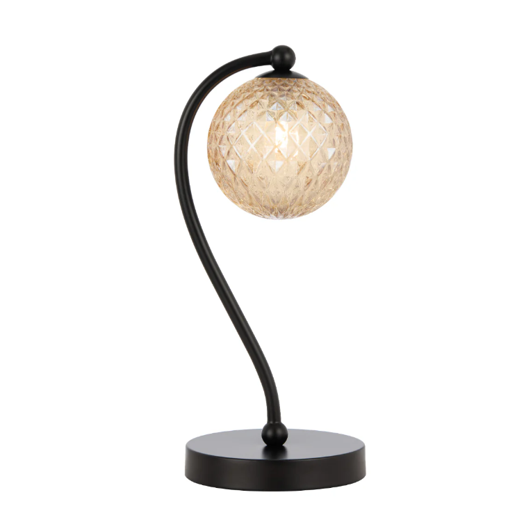 Telbix Lighting Felton Amber Black Tear Table Lamp