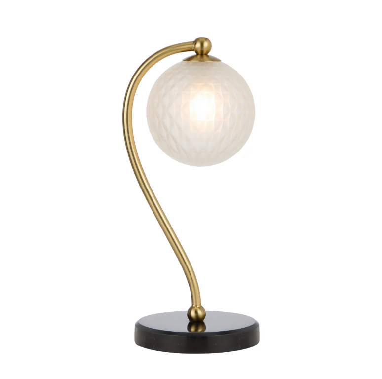 Telbix Lighting Felton Black Marble Opal Tear Glass Table Lamp