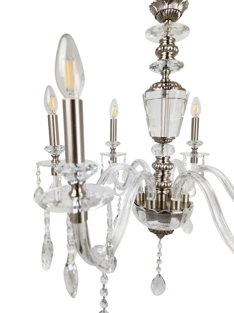 Ailia Imports Francesca 6 Light Crystal pendant - closeup