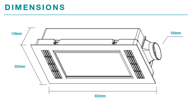 Martec Furnace 4 in 1 Bathroom Heater - Dimensions