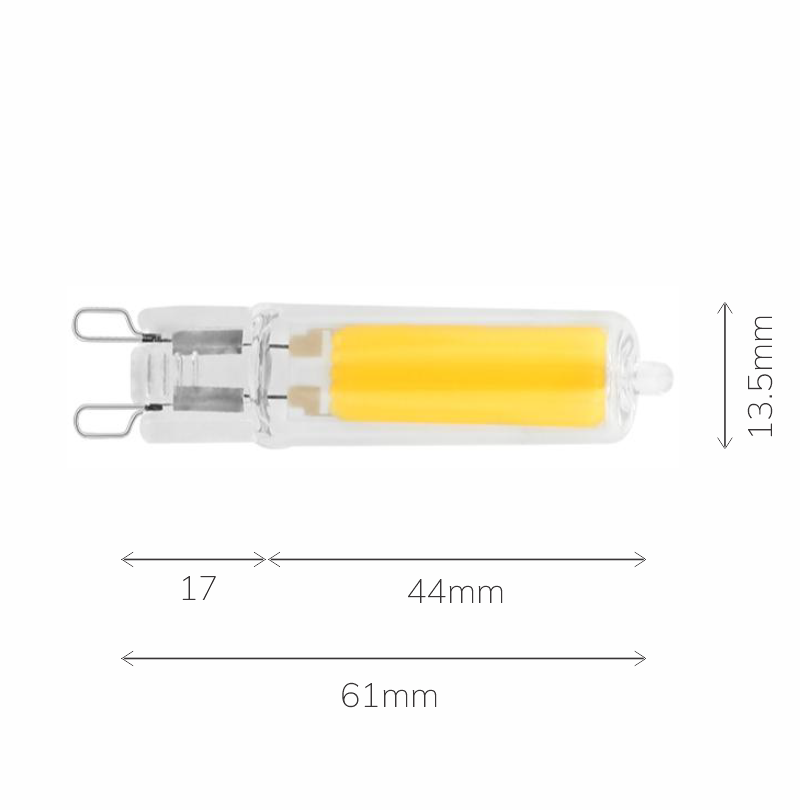 G9 3.5watt LED Light Globe - Dimensions