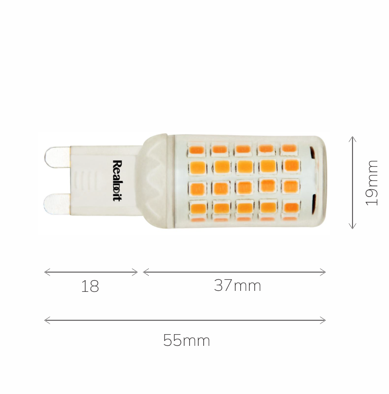 Ailia G9 6watt LED Dimmable Globe 3000K or 4000K - dimensions