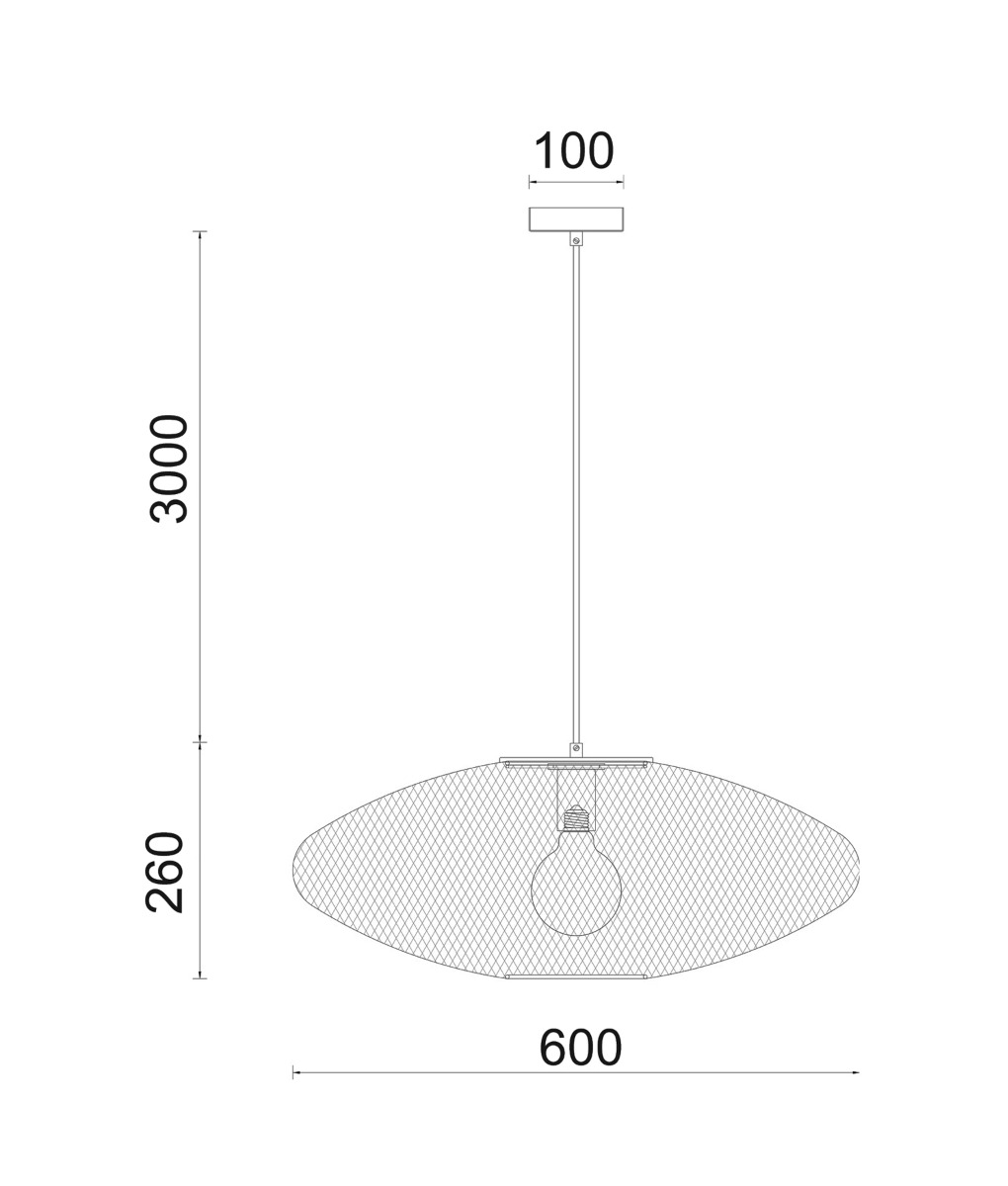 CLA Lighting Golpe3 400mm Black / Brass Pendant light - dimensions