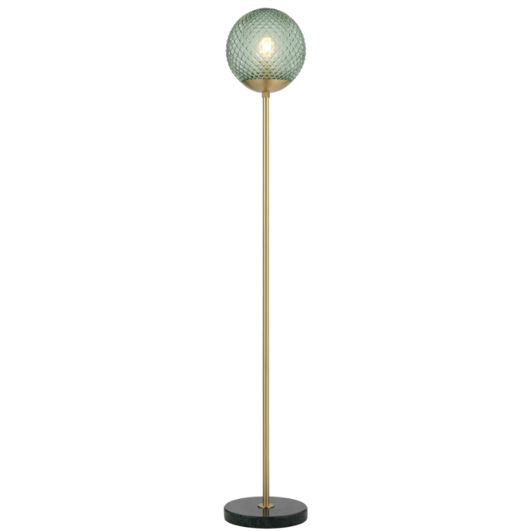 Telbix Lighting Elwick Floor Lamp Green Glass with Green Marble Base
